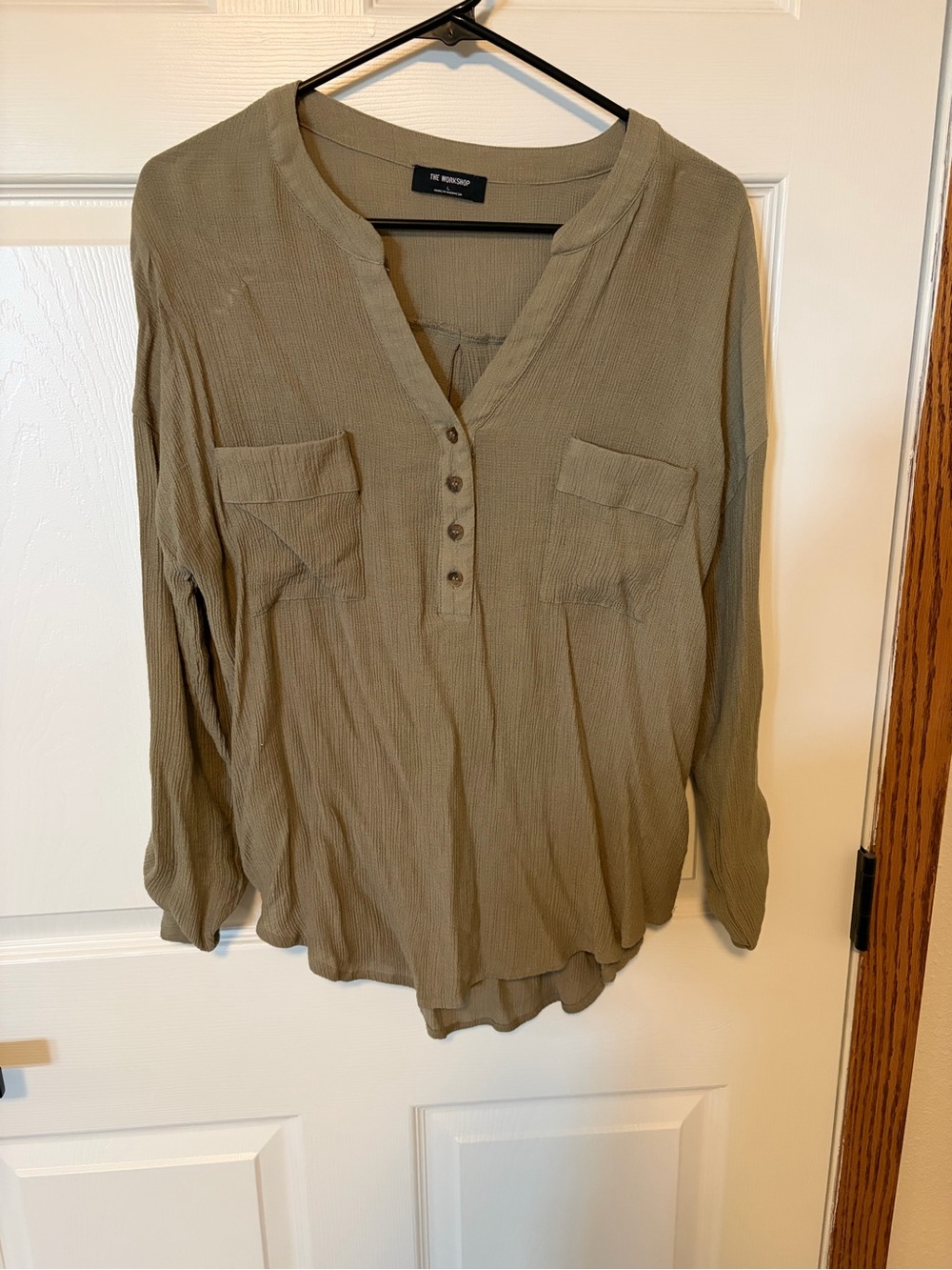 Workshop Republic Clothing Olive Henley Long-Sleeve Top